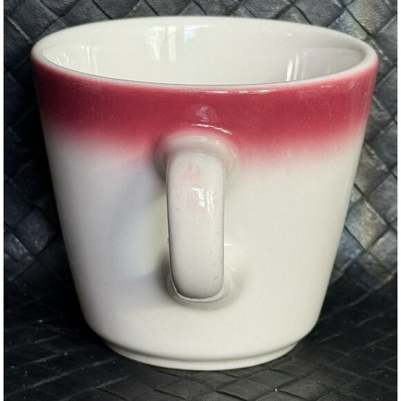 Homer Laughlin HEAVY Restaurant Ware Pink Red Ombre White Coffee Cup Saucer Set - Picture 2 of 13